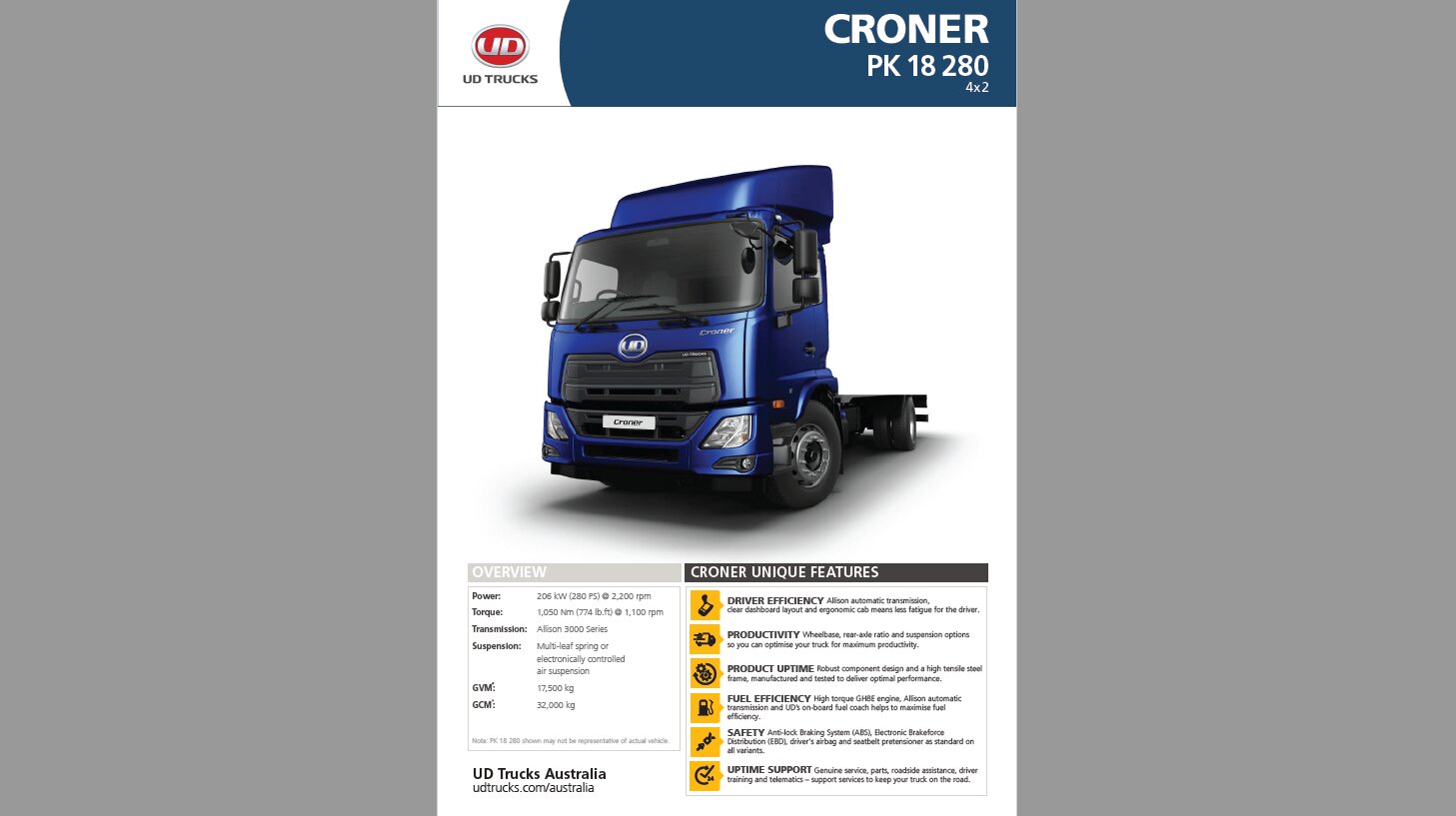 Croner PK 18 280 Spec Sheet