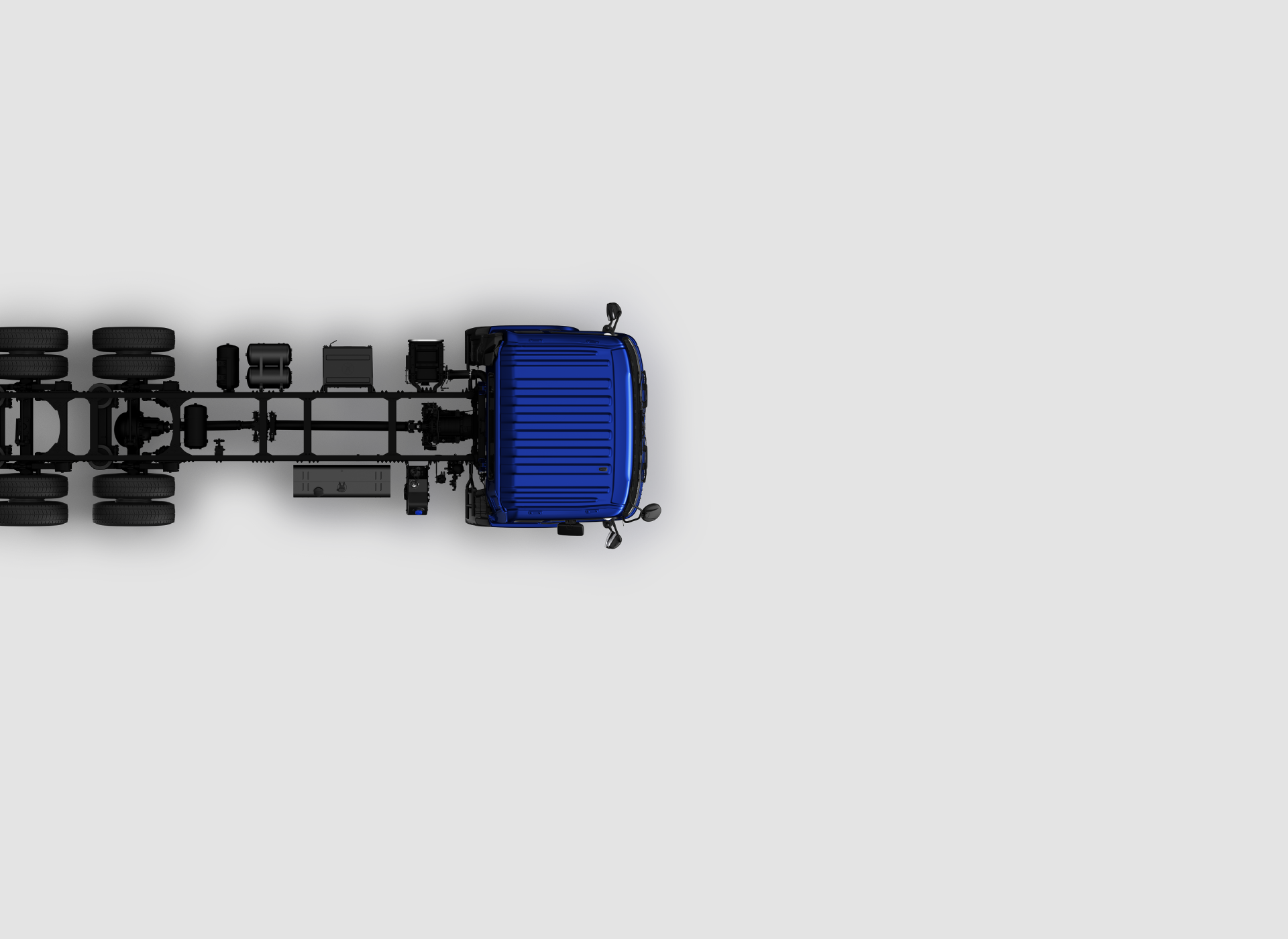 Truck cab viewed from above on a light gray background