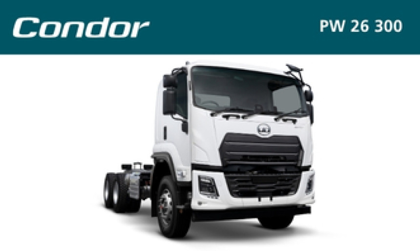 White Condor PW 26 300 truck on plain background, front side view.