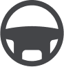 Grafiese stuurwiel-ikoon in donkergrys.