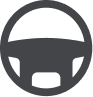 Ícono gris de volante de automóvil