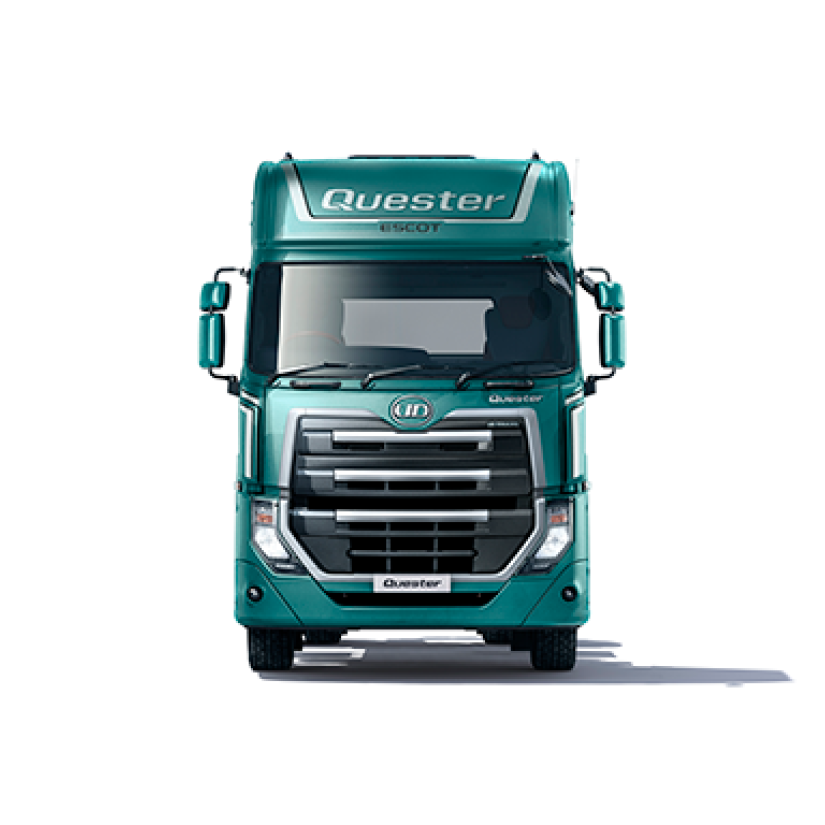 รถบรรทุกหัวสีเขียวมุมมองด้านหน้า